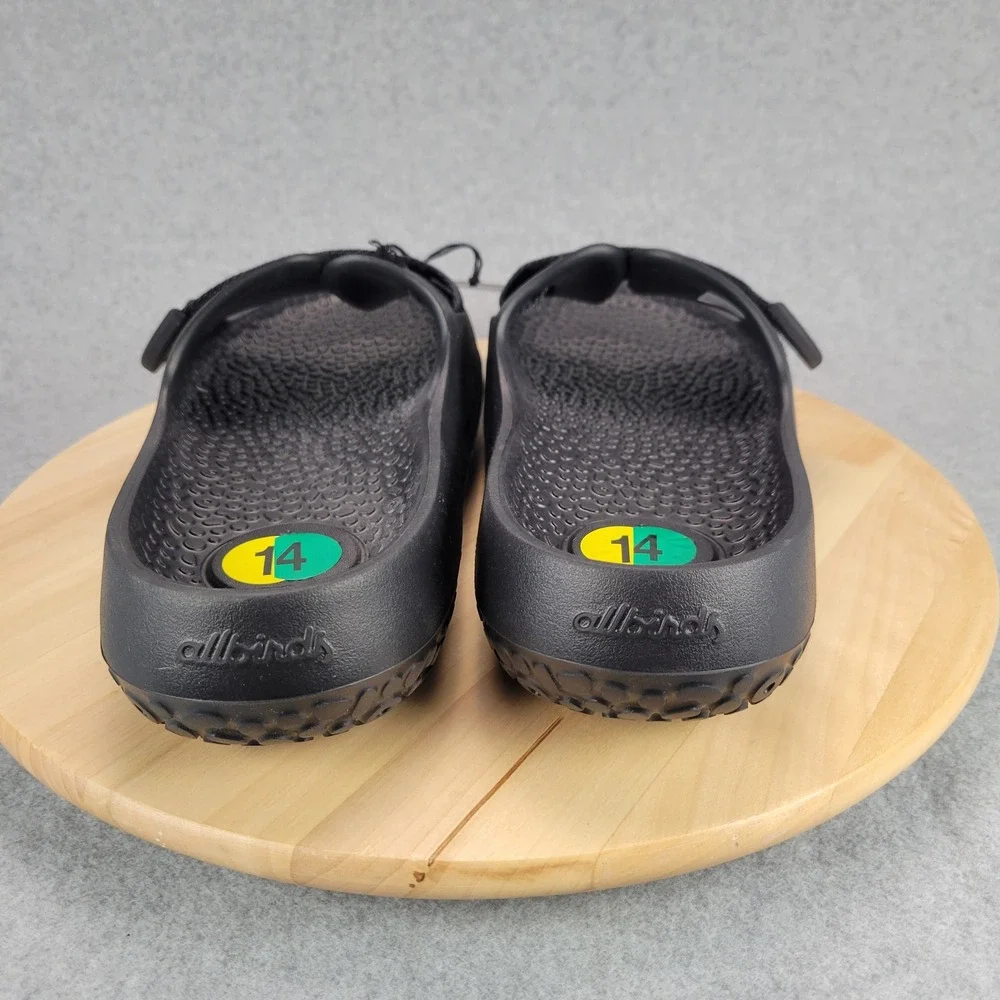 Allbirds Sugar Slider Mens Size 14 Black Sustainable SweetFoam Adjustable‎ Strap